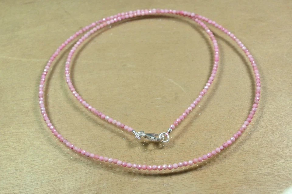 Collar gargantilla cuentas redondas facetadas de rodocrosita rosa natural A++ 18"" Foto 4 de 4