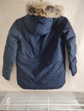 Lands' End Youth Winter Jacket With Fur Hood/ Sherpa Boys Size Large 14/16 Navy