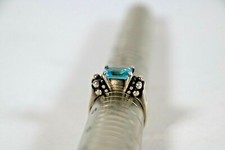 Sterling Silver Natural Blue Topaz Ring Size 7 Marked 925 Total Weight 4 grams