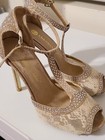 CHASE & CHLOE Women's lace tan Heels pump Size 5.5 Rhinestone Encrusted — photo 3