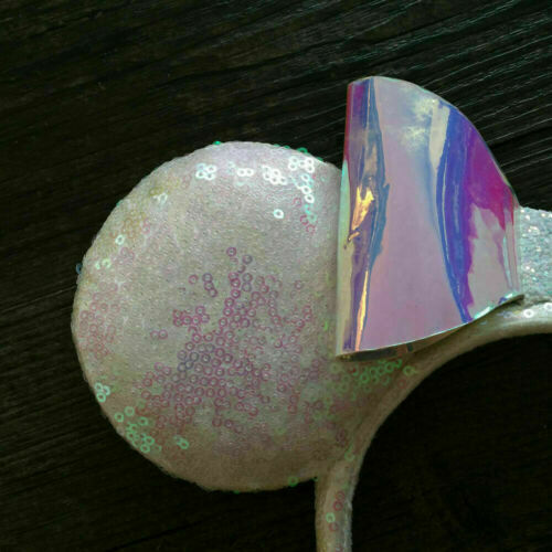 New Disney Parks Iridescent Glitter Sequin Minnie Mouse Ears Headband - Picture 3 of 4