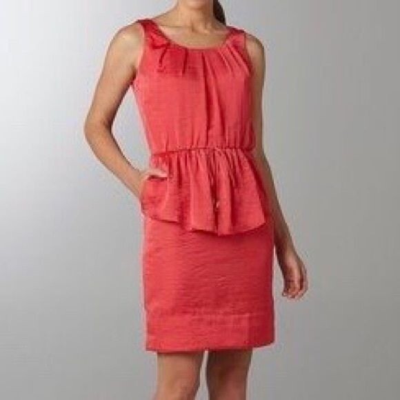 vince camuto peplum dress Vince Camuto Womens Sleeveless Tie Front Peplum Dress Coral Pink Orange  size 12