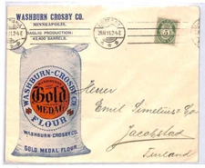 NORWAY Use USA ADVERT Cover 1911 WASHBURN-CROSBY Illustrated FLOUR Finland YX174