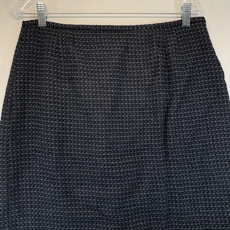 Falda de lana para mujer talla 16 negra gris hasta la rodilla a cuadros cremallera secretaria gótica Foto 2 de 4