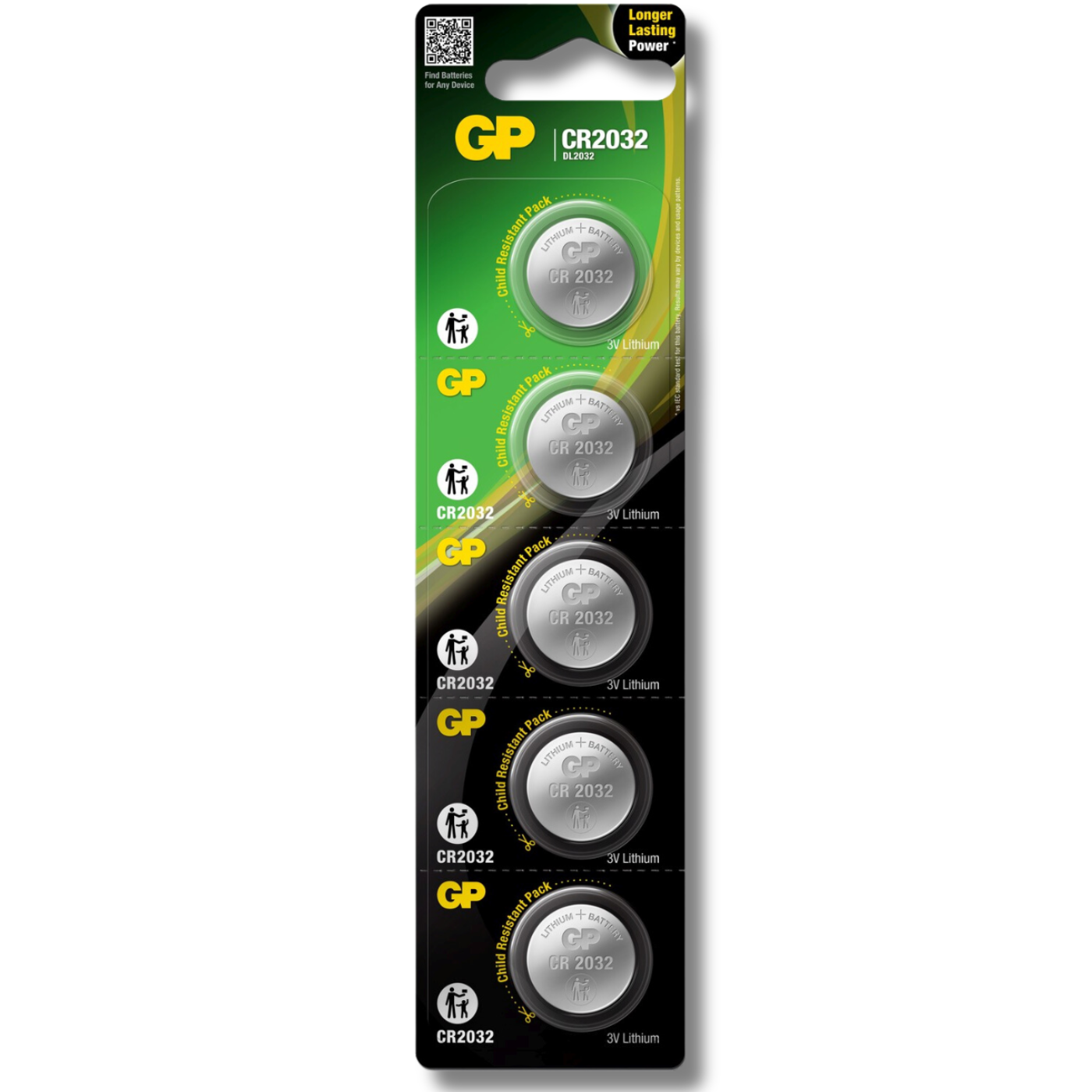 5x GP CR2032 Batteries 3V Lithium Coin Cell Button 2032 DL2032 *EXPIRY 01/2035*