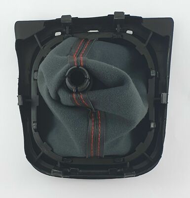 Pommeau De Levier De Vitesse VW Touran DSG - Cuir Véritable, Couture Rouge + Cadre - Neuf
