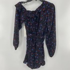 Aqua NWT One Shoulder Floral Romper Black Multi Small New with Tags Retail $78 — photo 8