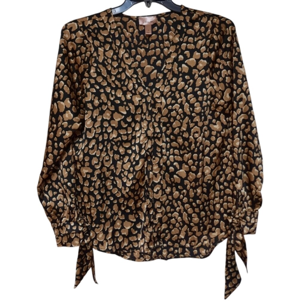 Willow & Root Animal Print Long Sleeve Blouse Size Small