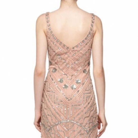 Aidan Mattox блестки бисером сетки v-образным вырезом платье официальный вечернее платье подружки невесты - Изображение 2 из 4