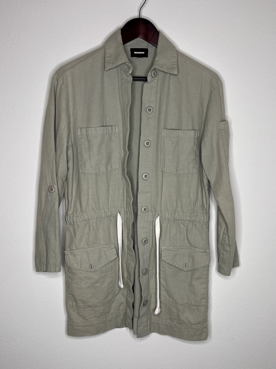 Monrow Lightweight Utility Jacket Light Olive Ove… - image 1