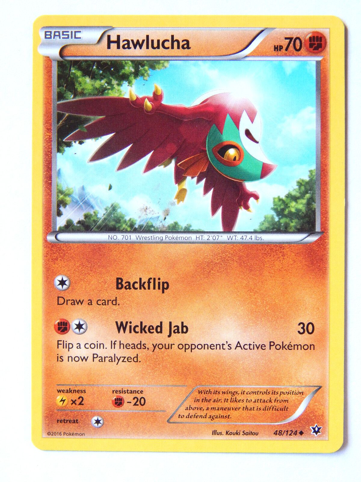 Hawlucha 48/124 (NM, Pokemon Card, Fates Collide, 2016, Fighting, Uncommon)