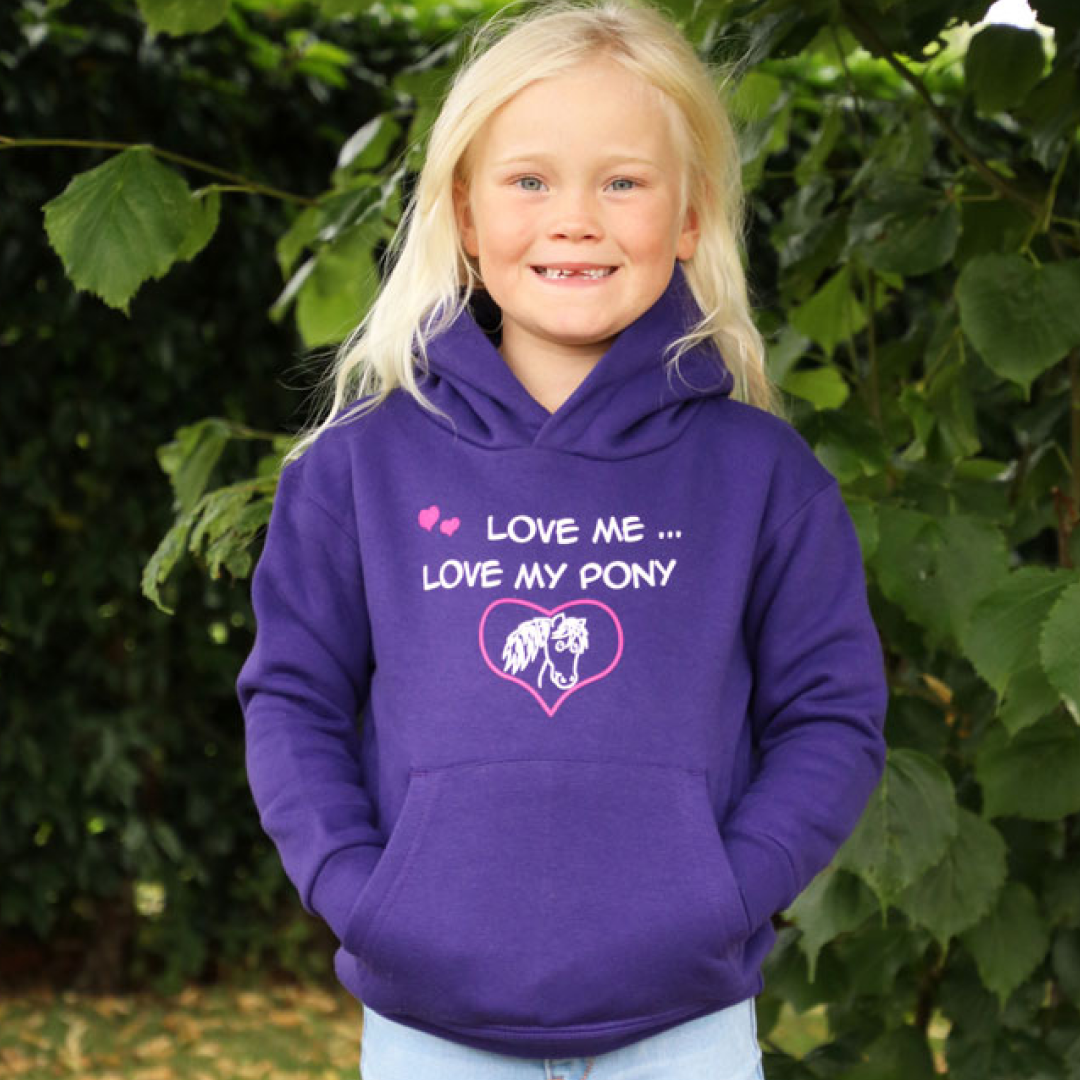 Felpa con cappuccio bambino British Country Collection "Love me Love my Pony"
