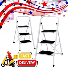 Foldable Portable 3 Step Ladder Non Slip DIY Steel Constructed Durable Ladder