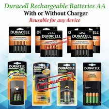 AA Duracell Rechargeable batteries Ni-MH with or w/o Fast Charger lot REUSABLE