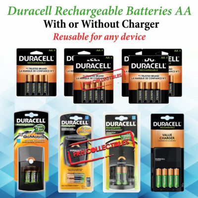 AA Duracell Rechargeable batteries Ni-MH with or w/o Fast Charger lot REUSABLE