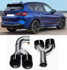 For BMW X3 G01 X4 G02 M40i 2022-24 Gloss Black steel Muffler Pipe Tips Trim 2pcs