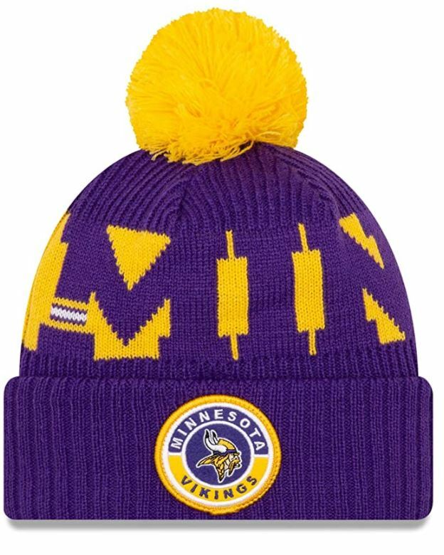 New Era Minnesota Vikings Sport Knit Beanie Hat Cap With Pom Purple