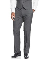  212 Kenneth Cole Men Gray Slim Fit Flat Front Suit Dress Pants Trousers 33 W