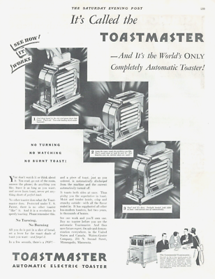 1929 TOASTMASTER TOASTER kitchen appliance vintage PRINT AD