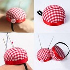 Sewing Needle Pin Cushion Plaid Grids Wrist Strap Tool Button Storages Holder