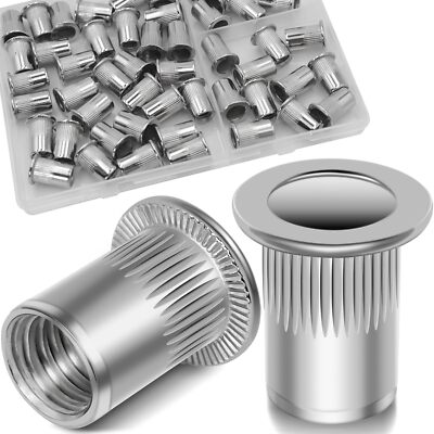 5/16''-18 UNC Rivet Nut, 50Pcs 304 Stainless Steel Flat Head Rivnut Threaded ...