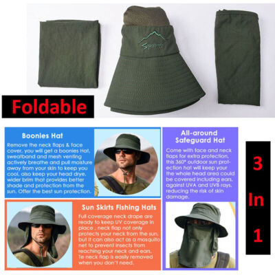 NLAND Chapeau De Soleil Boonie Hat Unisexe Pliable Anti UV - Chapeau Pêcheur Large Bord