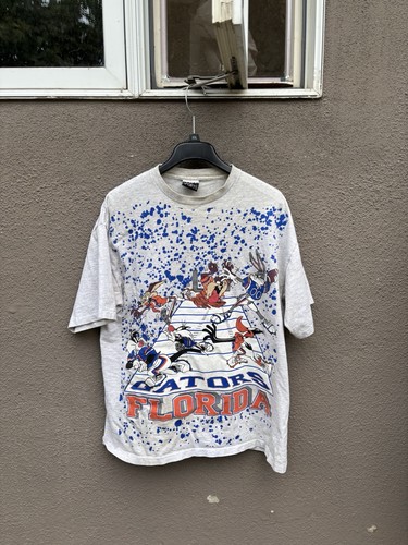Vintage 90s Florida Gators Looney Tunes T Shirt Size XL Gray Made In USA  - Afbeelding 2 van 15