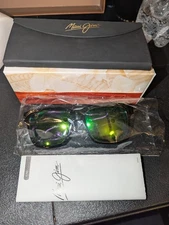 NIB Maui Jim MONGOOSE Mongoose Grey POLARIZED Green Mirror Sunglass GM 540-11 