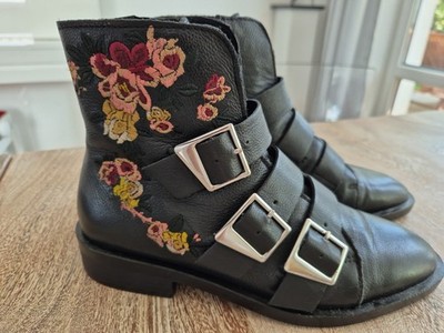 Zara Damen Stiefelette mit Stickereien Gr. 35, wie Neu