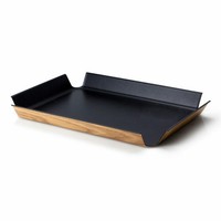 Continenta Rutschfestes Tablett Serviertablett Schwarz Metallic 41 X 29.5 Cm