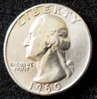 1960 (P) Washington Quarter 90% Silver #330064 Actual Pic