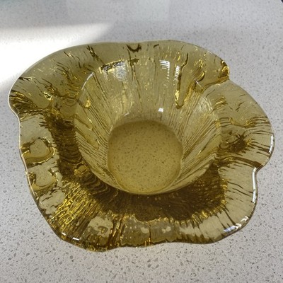 BLENKO Glasschale Nr.756 gelb 1975 Don Schäfer Eisscholle Mid Century 