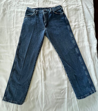 1990's WRANGLER Blue Jeans, 13MWZGK, Sz 34x30, Made in USA, Cowboy Cut-- 1