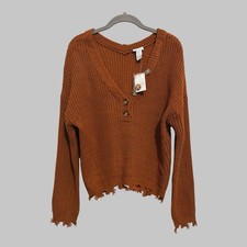 Rue 21 Y2K Womens Burnt Orange Brown Chunky K...