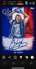 DIGITAL TOPPS WWE SLAM AJ Styles PARIS 25 ICONIC BLUE SIGNATURE MOTION *Read