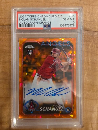 2024 Topps Chrome Update SE Nolan Schanuel Orange Auto PSA 10