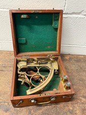 ANTIQUE 19thC SEXTANT - W STENTON NEWPORT - TRIPLE CIRCLE - WITH LENSES