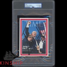President Donald Trump signed Attack on Trump Print PSA DNA Slab Bold Auto C5814