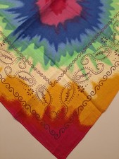 Vintage Multi-Color Bandana Made In Germany 100 Cotton Western Hankie