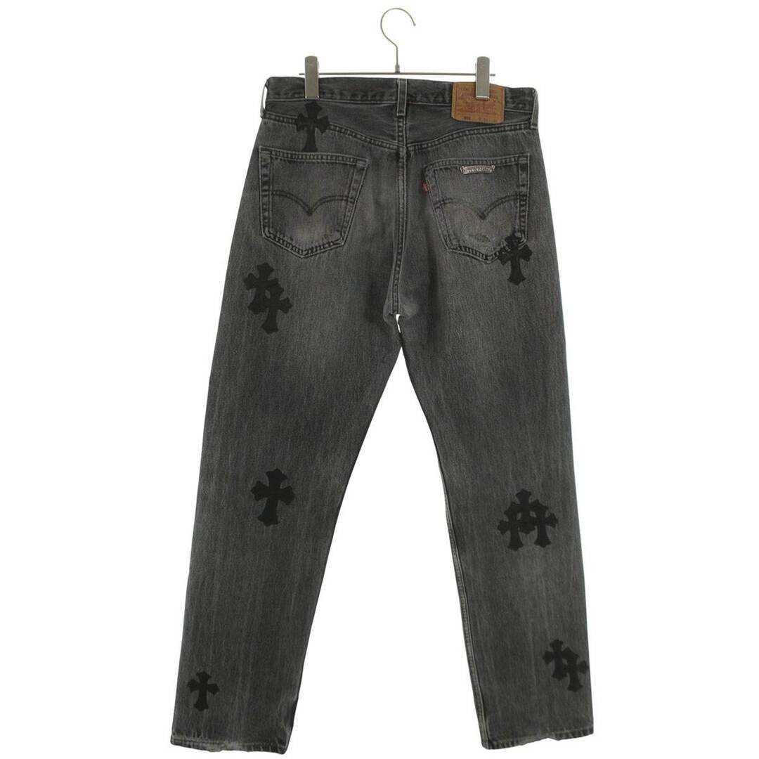 Chrome Hearts U VNTG JEAN BLK RED TAB Cross Patched Washed 501 Denim Pants Used thumbnail 3
