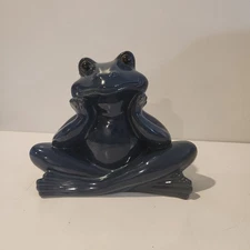 Dark Blue Terracotta Ceramic Frog