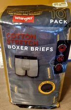 NEw Wrangler Cotton Stretch Boxer Briefs 10 Pack Men's Size XL 40-42 Black/Gray