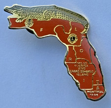 Vtg Lions Club MD 35 Florida & Grand Bahamas Island Montreal 1996 Alligator Pin