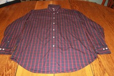 Brooks Brothers Shirt Mens Medium Red Blue Plaid Madison Supima Cotton Non Iron