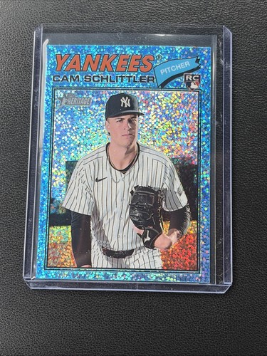 Cam Schlittler [Light Blue Sparkle Chrome] #222 2026 Topps Heritage card