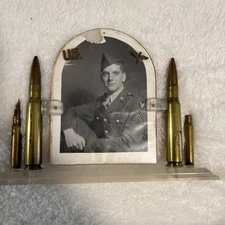 WWII Trench Art Shell Casing With Swivel Picture Frame