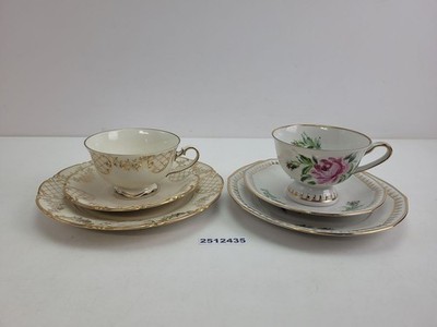 2x Gedecke Sammeltassen Lettin Erika Lutz Handmalerei Porzellan Rose #2512435