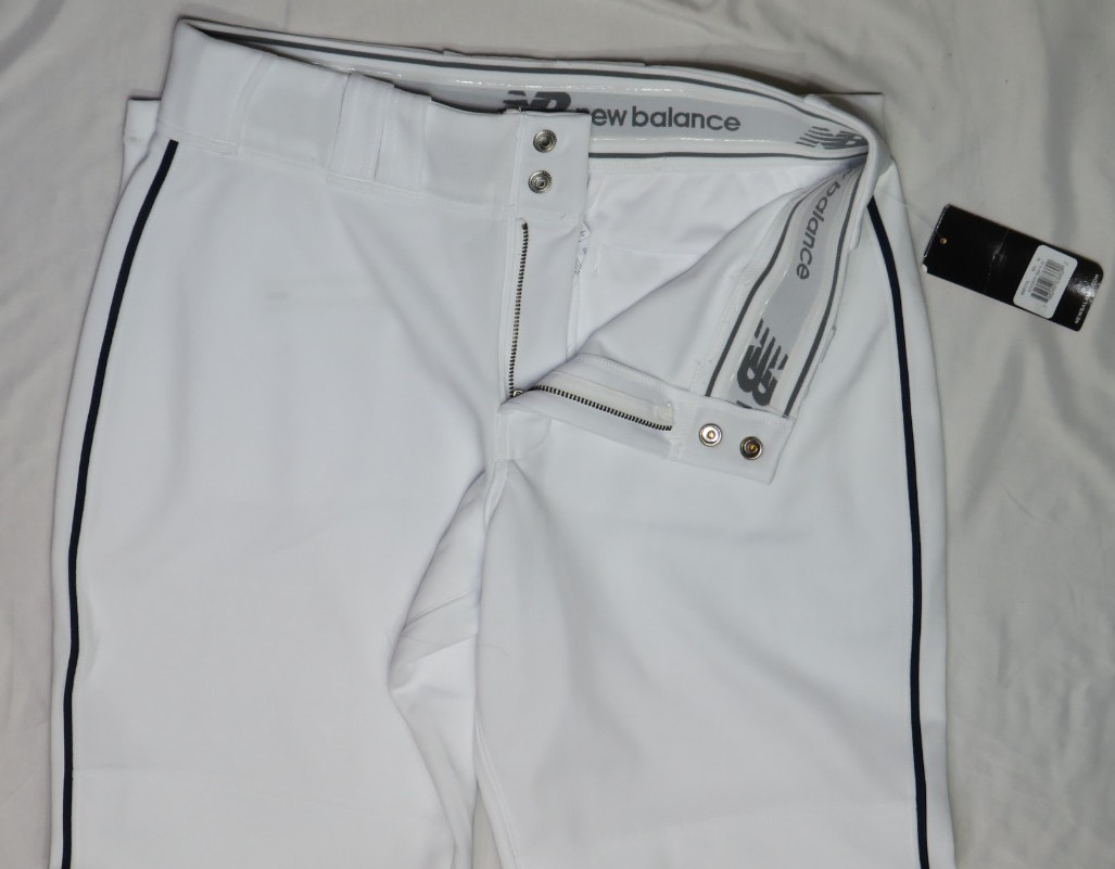 NEW BALANCE WOMENS MEDIUM BASEBALL PANTS SOFTBALL WHITE NAVY STRIPE NEW NWT thumbnail 3