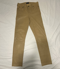 Polo Ralph Lauren Lambskin Leather Women s Pants Size 4 Legging Jeans Brown Tan