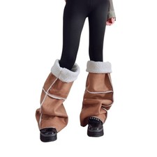 Women Footless Socks Leggings Covers Faux Suedes Thigh High Wide Leg Warmers